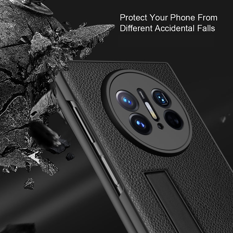 For Huawei Mate X3 Litchi Texture Integrated Shockproof Phone Case with Holder(Purple) - Huawei Cases by PMC TechLife | Online Shopping South Africa | PMC TechLife | Buy Now Pay Later Mobicred