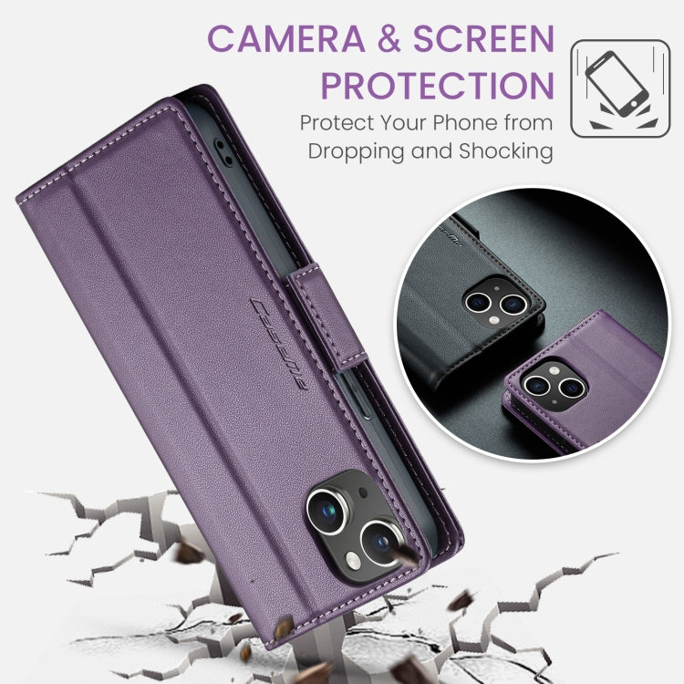 For iPhone 15 Plus CaseMe 023 Butterfly Buckle Litchi Texture RFID Anti-theft Leather Phone Case(Pearly Purple) - iPhone 15 Plus Cases by CaseMe | Online Shopping South Africa | PMC Jewellery | Buy Now Pay Later Mobicred