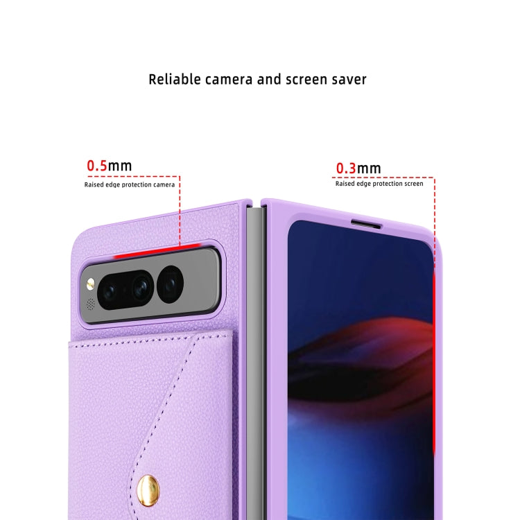 For Google Pixel Fold Litchi Texture Integrated Phone Case with Card Bag(Red) - Google Cases by PMC TechLife | Online Shopping South Africa | PMC TechLife | Buy Now Pay Later Mobicred