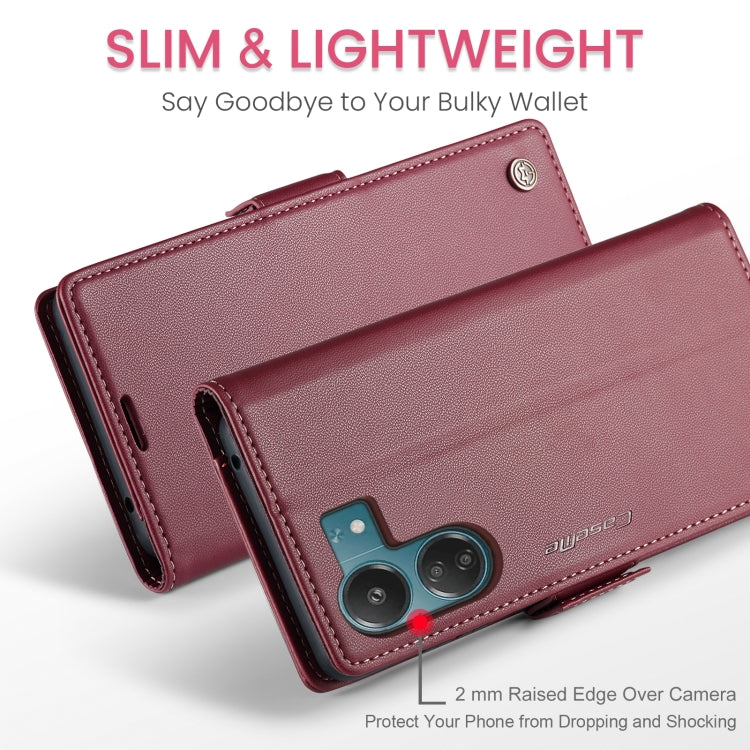 For Xiaomi Redmi 13C 4G / 13C 5G CaseMe 023 Butterfly Buckle Litchi Texture RFID Anti-theft Leather Phone Case(Wine Red) - Xiaomi Cases by CaseMe | Online Shopping South Africa | PMC Jewellery | Buy Now Pay Later Mobicred