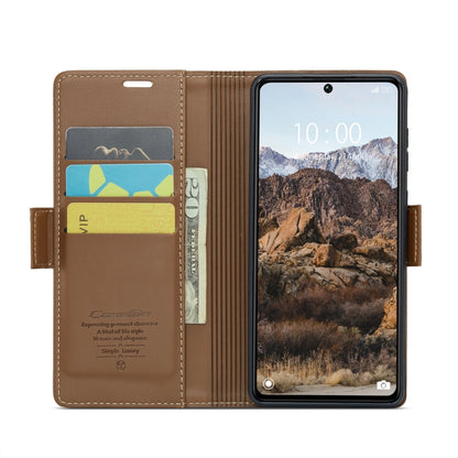 For Xiaomi Poco X6 5G CaseMe 023 Butterfly Buckle Litchi Texture RFID Anti-theft Leather Phone Case(Brown) - Xiaomi Cases by CaseMe | Online Shopping South Africa | PMC Jewellery | Buy Now Pay Later Mobicred