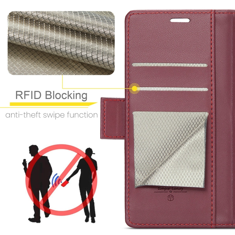 For Xiaomi Redmi Note 13 Pro+ 5G CaseMe 023 Butterfly Buckle Litchi Texture RFID Anti-theft Leather Phone Case(Wine Red) - Xiaomi Cases by CaseMe | Online Shopping South Africa | PMC Jewellery | Buy Now Pay Later Mobicred