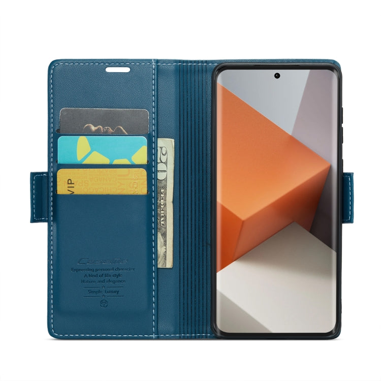 For Xiaomi Redmi Note 13 Pro+ 5G CaseMe 023 Butterfly Buckle Litchi Texture RFID Anti-theft Leather Phone Case(Blue) - Xiaomi Cases by CaseMe | Online Shopping South Africa | PMC Jewellery | Buy Now Pay Later Mobicred