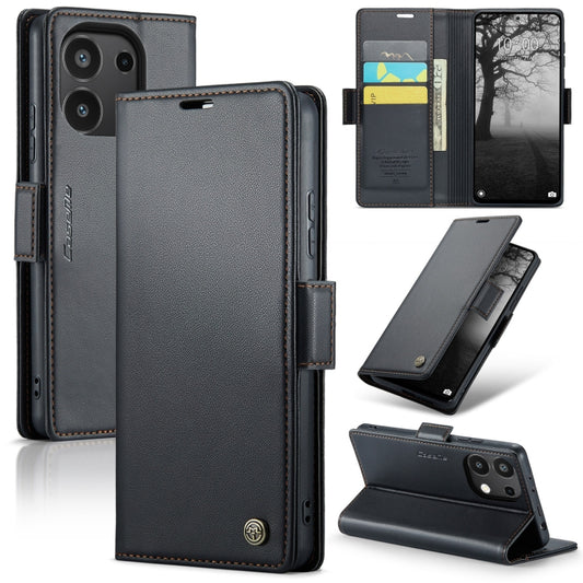 For Xiaomi Redmi Note 13 4G CaseMe 023 Butterfly Buckle Litchi Texture RFID Anti-theft Leather Phone Case(Black) - Xiaomi Cases by CaseMe | Online Shopping South Africa | PMC Jewellery | Buy Now Pay Later Mobicred