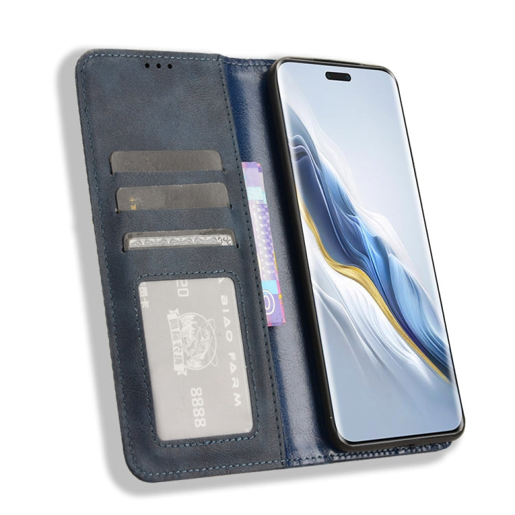 For Honor Magic6 Pro 5G Magnetic Buckle Retro Texture Leather Phone Case(Blue) - free shipping - PMC TechLife - Order now!
