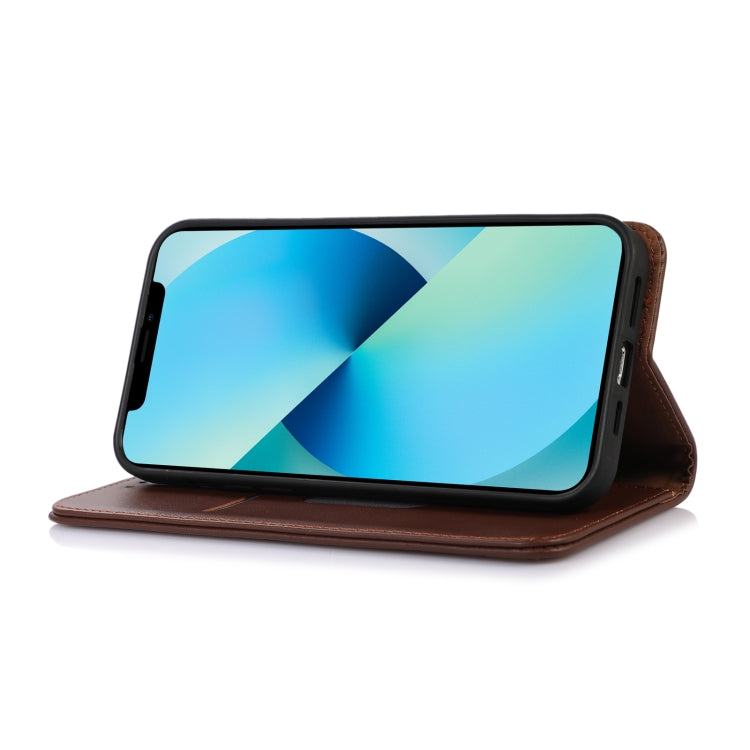 OPPO Reno10 5G / 10 Pro 5G Global KHAZNEH Nappa Top Layer Cowhide Leather Phone Case(Brown) - OPPO Cases by PMC Jewellery | Online Shopping South Africa | PMC Jewellery | Buy Now Pay Later Mobicred