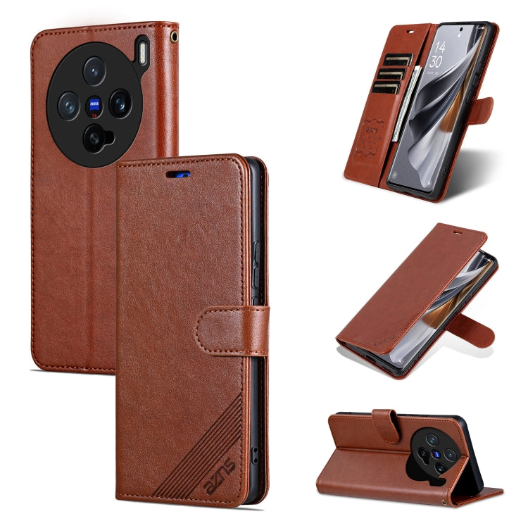 For vivo X200 Pro mini AZNS Sheepskin Texture Flip Leather Phone Case(Brown) - X200 Pro mini Cases by AZNS | Online Shopping South Africa | PMC Jewellery | Buy Now Pay Later Mobicred