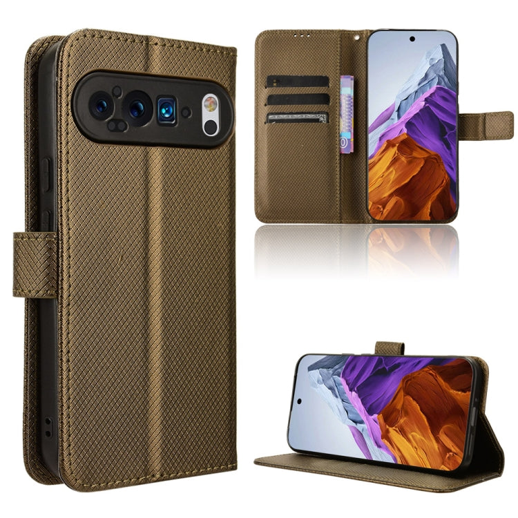 For Google Pixel 9 Diamond Texture Leather Phone Case(Brown) - Google Cases by PMC Jewellery | Online Shopping South Africa | PMC Jewellery | Buy Now Pay Later Mobicred