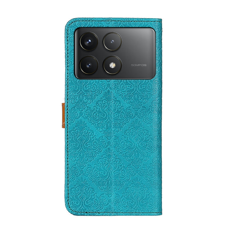 For Xiaomi Redmi K70 5G / K70 Pro 5G European Floral Embossed Leather Phone Case(Blue) - K70 Cases by PMC Jewellery | Online Shopping South Africa | PMC Jewellery | Buy Now Pay Later Mobicred