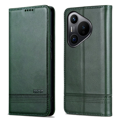 For Huawei Pura 70 AZNS Magnetic Calf Texture Flip Leather Phone Case(Dark Green) - Huawei Cases by AZNS | Online Shopping South Africa | PMC Jewellery | Buy Now Pay Later Mobicred