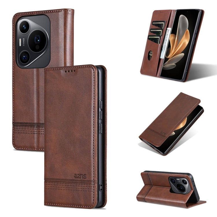 For Huawei Pura 70 Pro / 70 Pro+ AZNS Magnetic Calf Texture Flip Leather Phone Case(Dark Brown) - Huawei Cases by AZNS | Online Shopping South Africa | PMC Jewellery | Buy Now Pay Later Mobicred