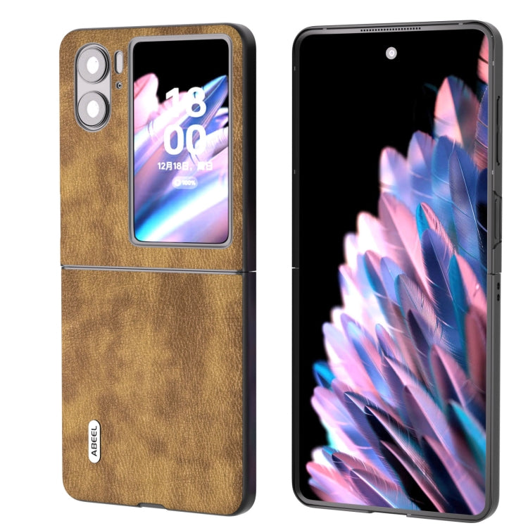 For OPPO Find N2 Flip ABEEL Retro Litchi Texture PU Phone Case(Brown) - Find N2 Flip Cases by PMC Jewellery | Online Shopping South Africa | PMC Jewellery | Buy Now Pay Later Mobicred