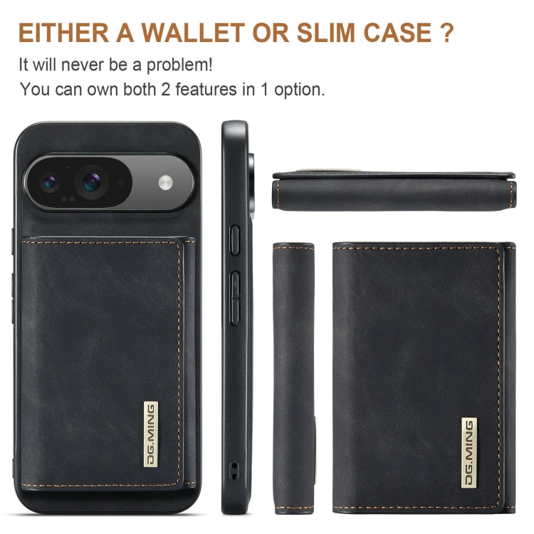 For Google Pixel 9 / 9 Pro DG.MING M1 Series 3-Fold Multi Card Wallet + Magnetic Phone Case(Black) - Google Cases by DG.MING | Online Shopping South Africa | PMC Jewellery | Buy Now Pay Later Mobicred