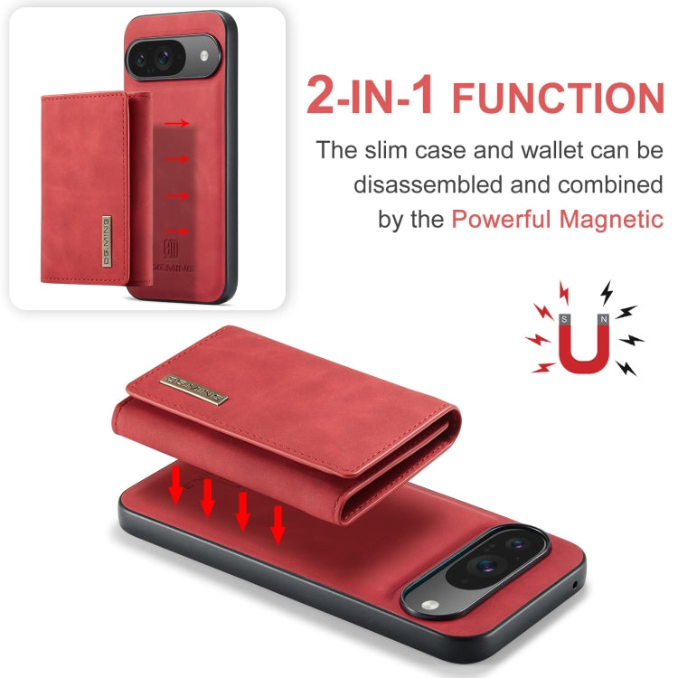 For Google Pixel 9 / 9 Pro DG.MING M1 Series 3-Fold Multi Card Wallet + Magnetic Phone Case(Red) - Google Cases by DG.MING | Online Shopping South Africa | PMC Jewellery | Buy Now Pay Later Mobicred