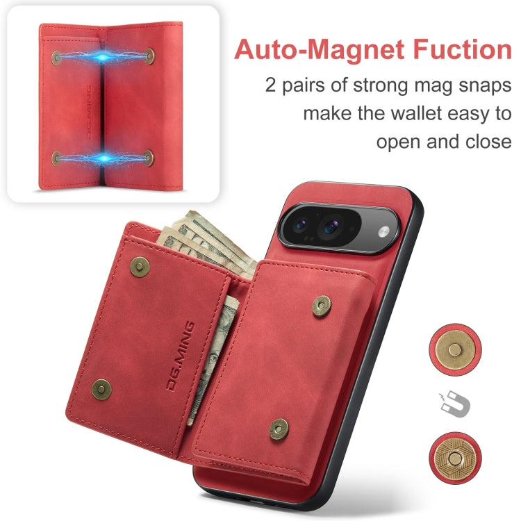 For Google Pixel 9 / 9 Pro DG.MING M1 Series 3-Fold Multi Card Wallet + Magnetic Phone Case(Red) - Google Cases by DG.MING | Online Shopping South Africa | PMC Jewellery | Buy Now Pay Later Mobicred