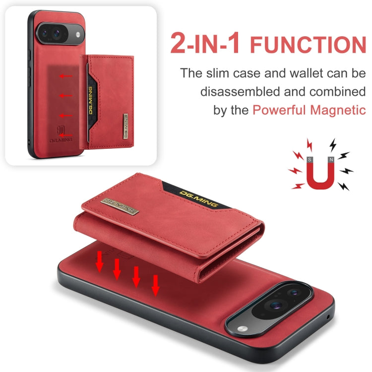 For Google Pixel 9 / 9 Pro DG.MING M2 Series 3-Fold Multi Card Bag + Magnetic Phone Case(Red) - Google Cases by DG.MING | Online Shopping South Africa | PMC Jewellery | Buy Now Pay Later Mobicred