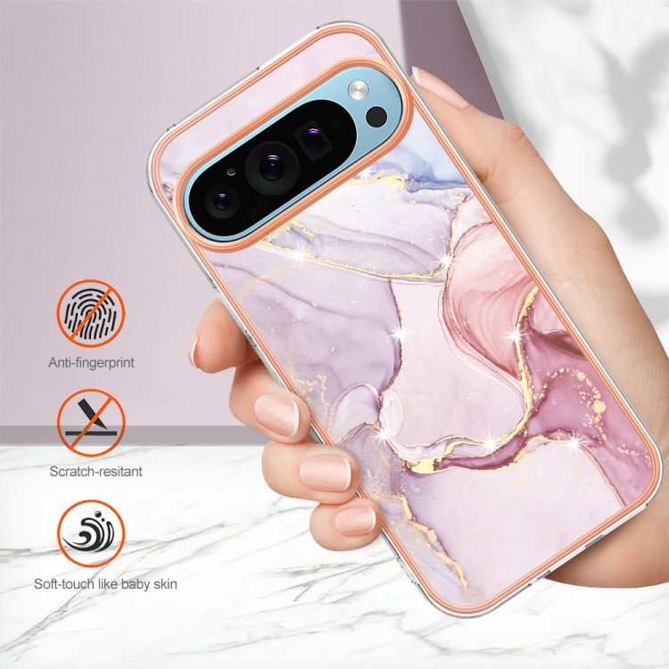 For Google Pixel 9 Pro XL Electroplating Marble Dual-side IMD Phone Case(Rose Gold 005) - Google Cases by PMC TechLife | Online Shopping South Africa | PMC TechLife | Buy Now Pay Later Mobicred
