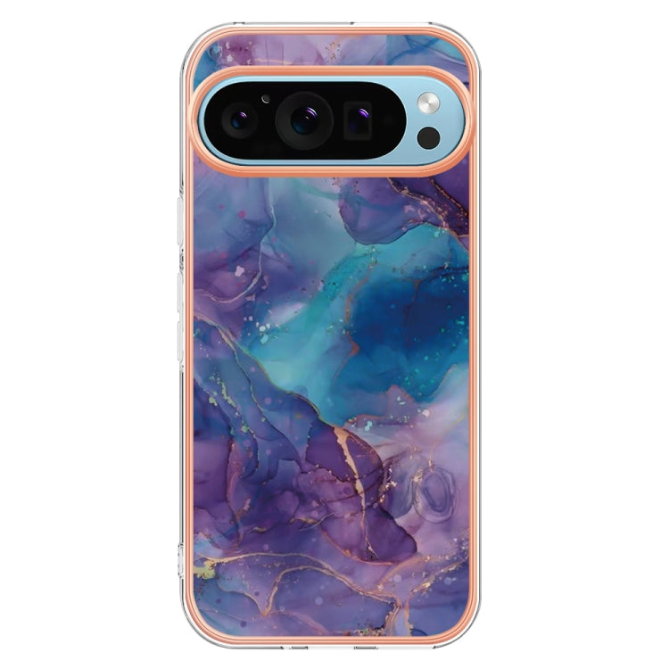 For Google Pixel 9 Pro XL Electroplating Marble Dual-side IMD Phone Case(Purple 016) - Google Cases by PMC TechLife | Online Shopping South Africa | PMC TechLife | Buy Now Pay Later Mobicred