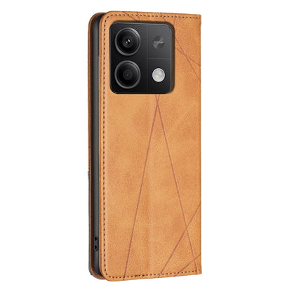 For Xiaomi Redmi Note 13 Rhombus Texture Magnetic Leather Phone Case(Yellow) - Xiaomi Cases by PMC Jewellery | Online Shopping South Africa | PMC Jewellery | Buy Now Pay Later Mobicred