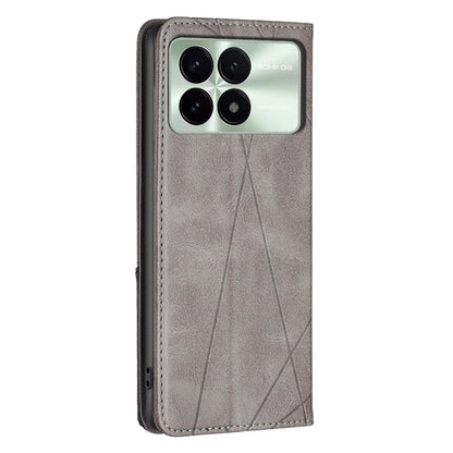 For Xiaomi Redmi K70 / K70 Pro Rhombus Texture Magnetic Leather Phone Case(Grey) - K70 Pro Cases by PMC Jewellery | Online Shopping South Africa | PMC Jewellery | Buy Now Pay Later Mobicred