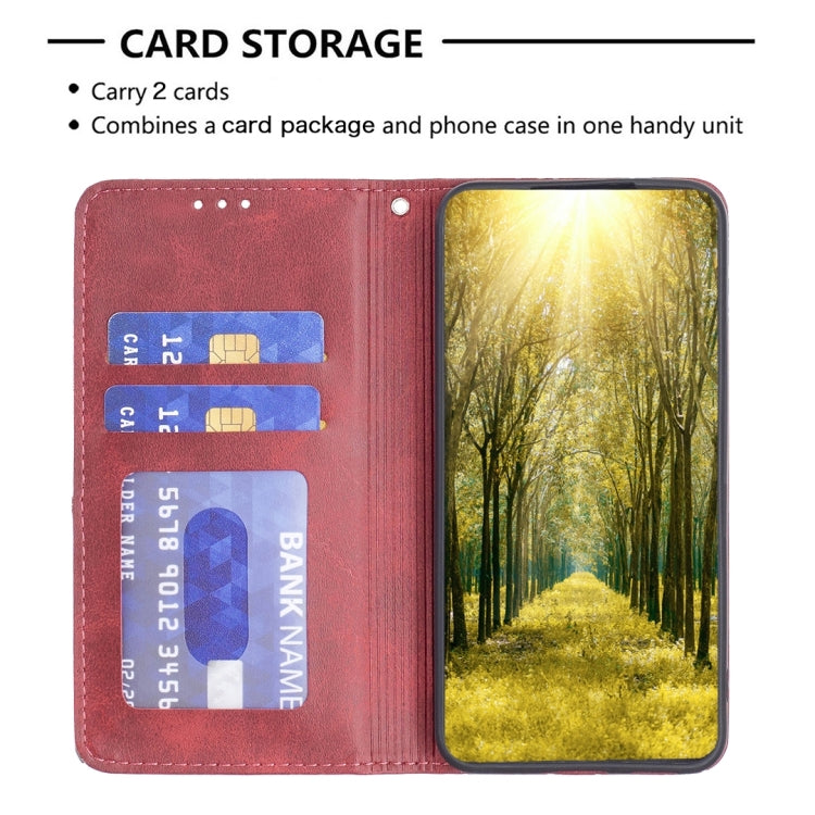 For Xiaomi Poco M6 Pro 4G Rhombus Texture Magnetic Leather Phone Case(Red) - Xiaomi Cases by PMC TechLife | Online Shopping South Africa | PMC TechLife | Buy Now Pay Later Mobicred