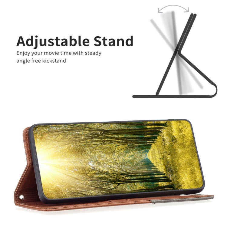 For Xiaomi Poco M6 Pro 4G Rhombus Texture Magnetic Leather Phone Case(Brown) - Xiaomi Cases by PMC TechLife | Online Shopping South Africa | PMC TechLife | Buy Now Pay Later Mobicred