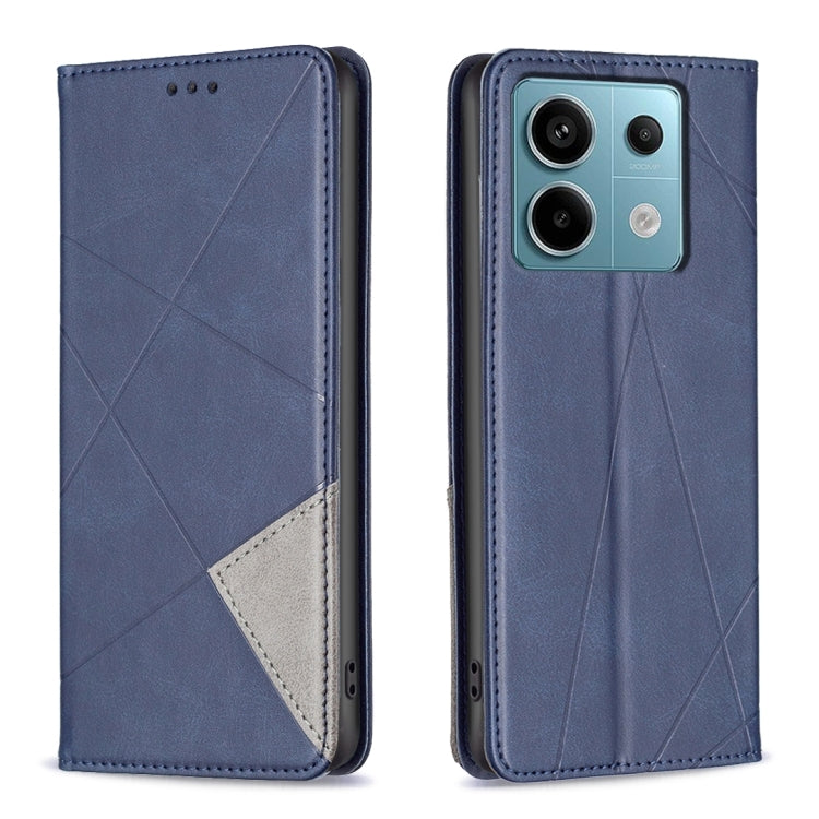 For Xiaomi Poco M6 Pro 4G Rhombus Texture Magnetic Leather Phone Case(Blue) - Xiaomi Cases by PMC Jewellery | Online Shopping South Africa | PMC Jewellery | Buy Now Pay Later Mobicred