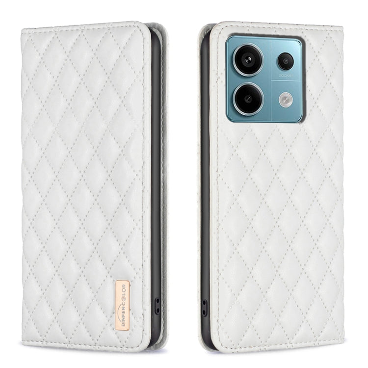 For Xiaomi Redmi Note 13 Pro 5G Diamond Lattice Magnetic Leather Flip Phone Case(White) - Xiaomi Cases by PMC Jewellery | Online Shopping South Africa | PMC Jewellery | Buy Now Pay Later Mobicred