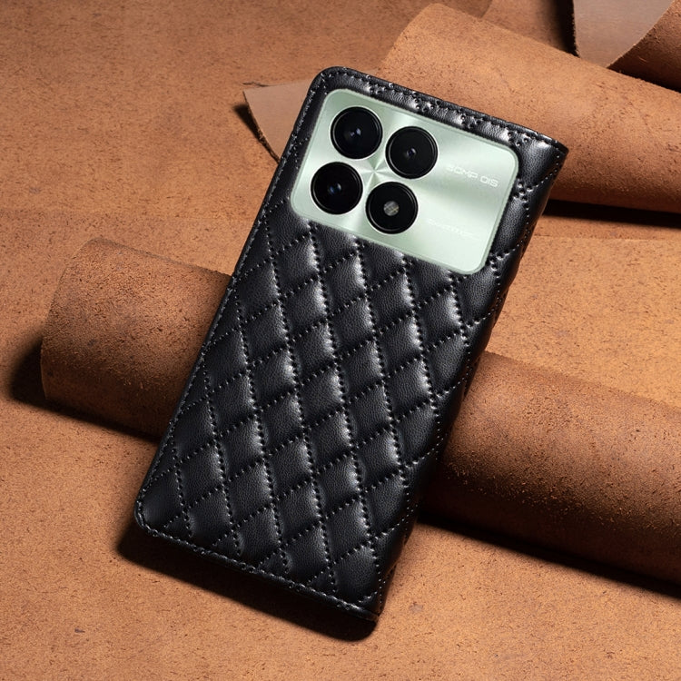 For Xiaomi Redmi K70 / K70 Pro Diamond Lattice Magnetic Leather Flip Phone Case(Black) - K70 Pro Cases by PMC Jewellery | Online Shopping South Africa | PMC Jewellery | Buy Now Pay Later Mobicred