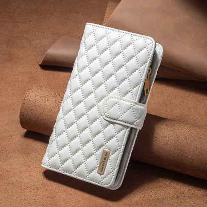 For Xiaomi Redmi K70 / K70 Pro Diamond Lattice Zipper Wallet Leather Flip Phone Case(White) - K70 Pro Cases by PMC Jewellery | Online Shopping South Africa | PMC Jewellery | Buy Now Pay Later Mobicred