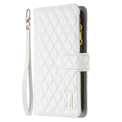 For Xiaomi Redmi K70 / K70 Pro Diamond Lattice Zipper Wallet Leather Flip Phone Case(White) - K70 Pro Cases by PMC Jewellery | Online Shopping South Africa | PMC Jewellery | Buy Now Pay Later Mobicred