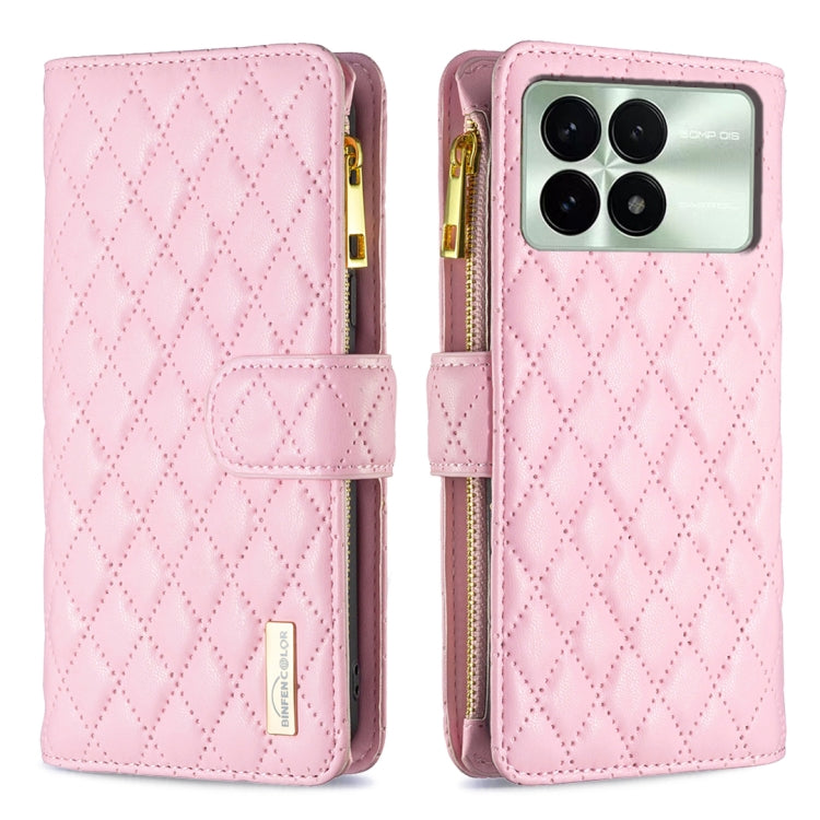 For Xiaomi Redmi K70 / K70 Pro Diamond Lattice Zipper Wallet Leather Flip Phone Case(Pink) - K70 Pro Cases by PMC Jewellery | Online Shopping South Africa | PMC Jewellery | Buy Now Pay Later Mobicred