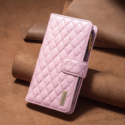 For Xiaomi Redmi K70 / K70 Pro Diamond Lattice Zipper Wallet Leather Flip Phone Case(Pink) - K70 Pro Cases by PMC Jewellery | Online Shopping South Africa | PMC Jewellery | Buy Now Pay Later Mobicred