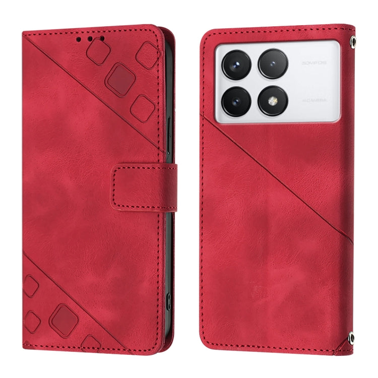 For Xiaomi Redmi K70 / K70 Pro Skin Feel Embossed Leather Phone Case(Red) - K70 Cases by PMC Jewellery | Online Shopping South Africa | PMC Jewellery | Buy Now Pay Later Mobicred