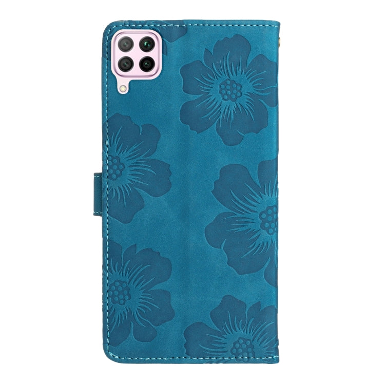 For Huawei P40 lite Flower Embossing Pattern Leather Phone Case(Blue) - Huawei Cases by PMC TechLife | Online Shopping South Africa | PMC TechLife