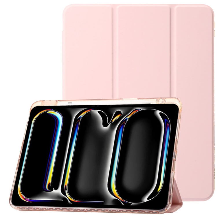 For iPad Pro 13 2024 Clear Acrylic 3-Fold Leather Tablet Case(Pink) - iPad Pro 13 2024 Cases by PMC Jewellery | Online Shopping South Africa | PMC Jewellery | Buy Now Pay Later Mobicred