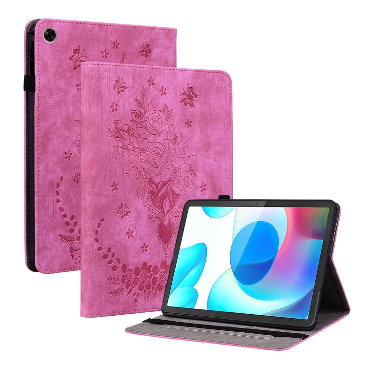For Realme Pad 10.4 / Pad 5G 10.4 Butterfly Rose Embossed Leather Tablet Case(Rose Red) - Realme by PMC TechLife | Online Shopping South Africa | PMC TechLife | Buy Now Pay Later Mobicred