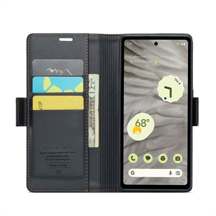 For Google Pixel 7a CaseMe 023 Butterfly Buckle Litchi Texture RFID Anti-theft Leather Phone Case(Black) - Google Cases by CaseMe | Online Shopping South Africa | PMC Jewellery | Buy Now Pay Later Mobicred