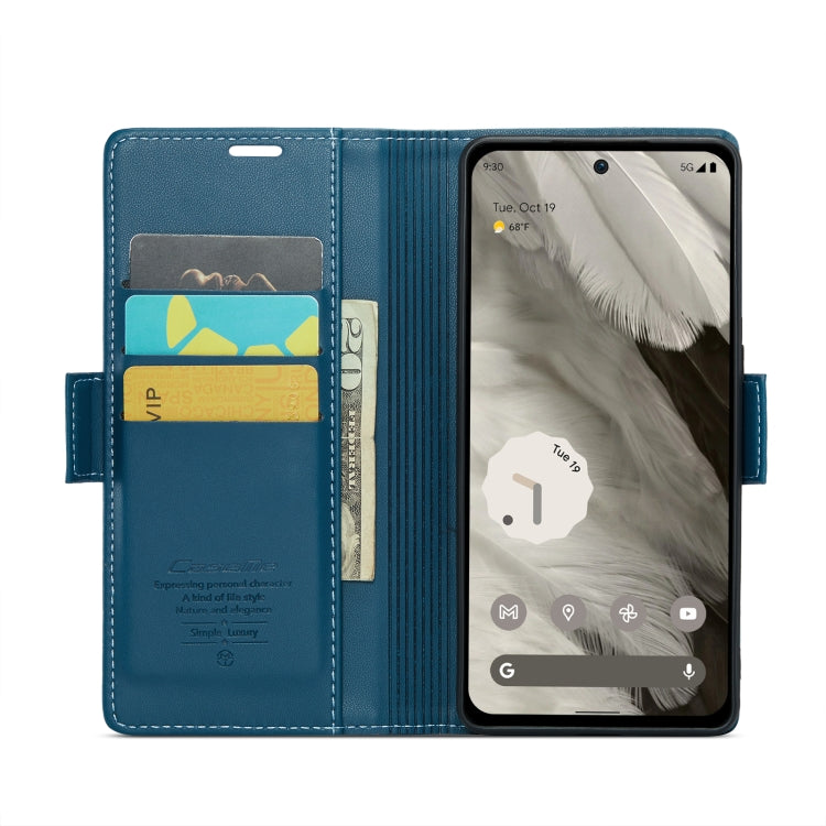 For Google Pixel 8 CaseMe 023 Butterfly Buckle Litchi Texture RFID Anti-theft Leather Phone Case(Blue) - Google Cases by CaseMe | Online Shopping South Africa | PMC Jewellery | Buy Now Pay Later Mobicred