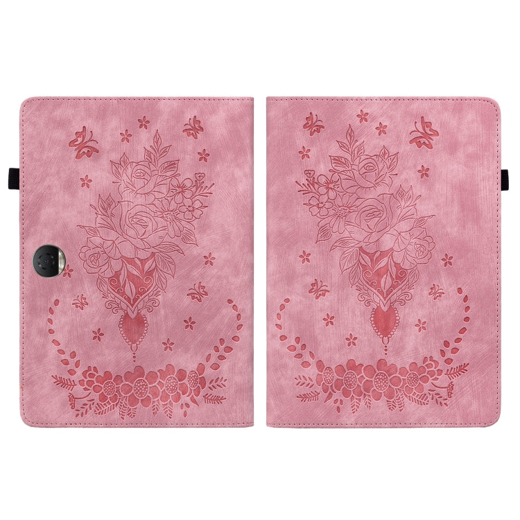 For Honor Pad 9 12.1 Butterfly Rose Embossed Leather Tablet Case(Pink) - Honor by PMC TechLife | Online Shopping South Africa | PMC TechLife | Buy Now Pay Later Mobicred
