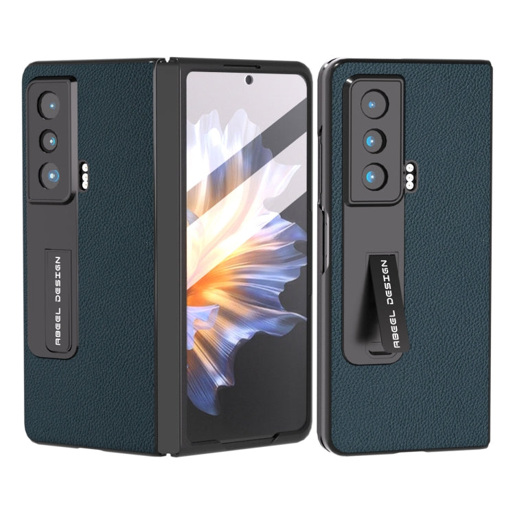 For Honor Magic Vs Integrated Genuine Leather + PC Litchi Texture Phone Case with Holder(Green) - Honor Cases by PMC TechLife | Online Shopping South Africa | PMC TechLife | Buy Now Pay Later Mobicred