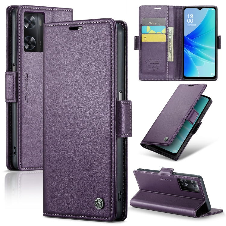 For OPPO A57 4G Global/A57s 4G Global CaseMe 023 Butterfly Buckle Litchi Texture RFID Anti-theft Leather Phone Case(Pearly Purple) - OPPO Cases by CaseMe | Online Shopping South Africa | PMC Jewellery | Buy Now Pay Later Mobicred