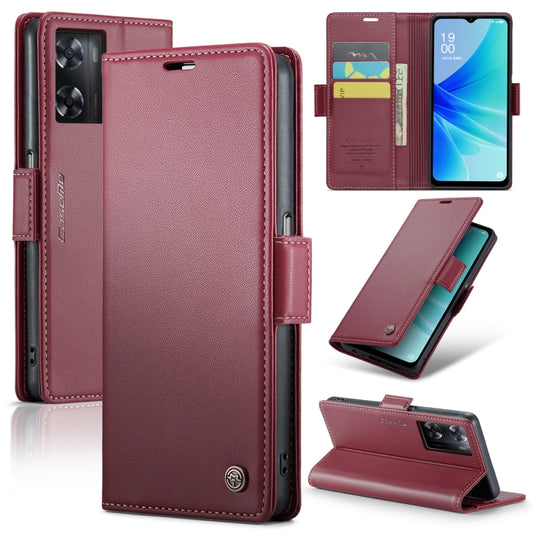 For OPPO A77 4G Global / A57e 4G CaseMe 023 Butterfly Buckle Litchi Texture RFID Anti-theft Leather Phone Case(Wine Red) - OPPO Cases by CaseMe | Online Shopping South Africa | PMC Jewellery | Buy Now Pay Later Mobicred