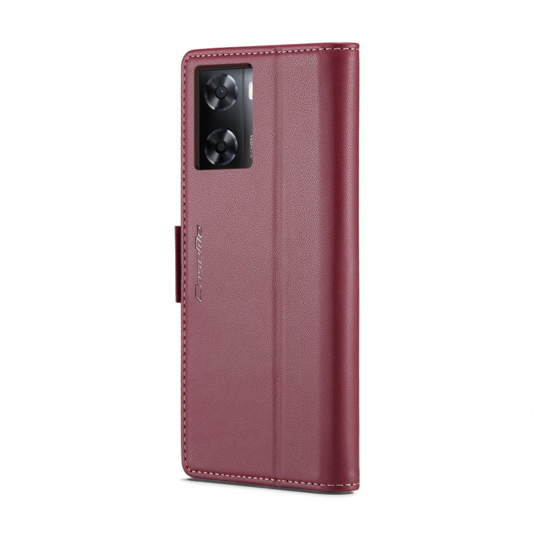 For OPPO A77 4G Global / A57e 4G CaseMe 023 Butterfly Buckle Litchi Texture RFID Anti-theft Leather Phone Case(Wine Red) - OPPO Cases by CaseMe | Online Shopping South Africa | PMC Jewellery | Buy Now Pay Later Mobicred