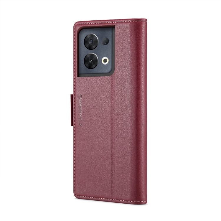 For OPPO Reno8 Pro 5G Global CaseMe 023 Butterfly Buckle Litchi Texture RFID Anti-theft Leather Phone Case(Wine Red) - OPPO Cases by CaseMe | Online Shopping South Africa | PMC Jewellery | Buy Now Pay Later Mobicred