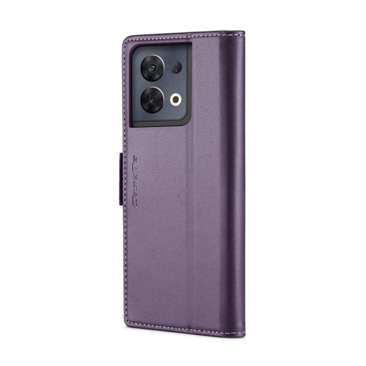 For OPPO Reno8 Pro 5G Global CaseMe 023 Butterfly Buckle Litchi Texture RFID Anti-theft Leather Phone Case(Pearly Purple) - OPPO Cases by CaseMe | Online Shopping South Africa | PMC Jewellery | Buy Now Pay Later Mobicred