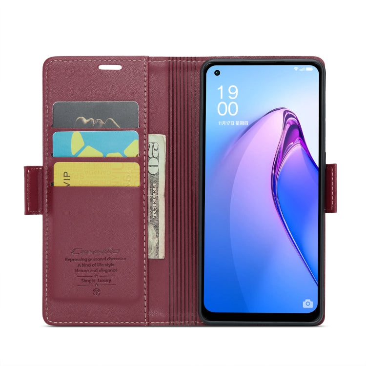 For OPPO Reno7 Z Global/Reno7 Lite Global CaseMe 023 Butterfly Buckle Litchi Texture RFID Anti-theft Leather Phone Case(Wine Red) - OPPO Cases by CaseMe | Online Shopping South Africa | PMC Jewellery | Buy Now Pay Later Mobicred