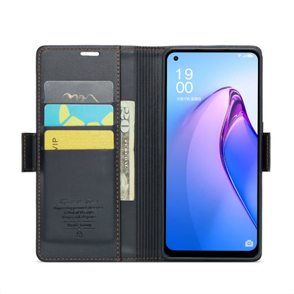 For OPPO Reno8 Lite Global CaseMe 023 Butterfly Buckle Litchi Texture RFID Anti-theft Leather Phone Case(Black) - OPPO Cases by CaseMe | Online Shopping South Africa | PMC Jewellery | Buy Now Pay Later Mobicred