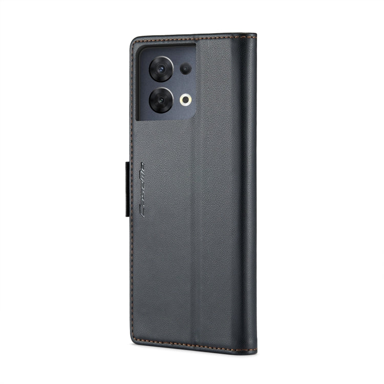 For OPPO Reno8 5G Global CaseMe 023 Butterfly Buckle Litchi Texture RFID Anti-theft Leather Phone Case(Black) - OPPO Cases by CaseMe | Online Shopping South Africa | PMC Jewellery | Buy Now Pay Later Mobicred