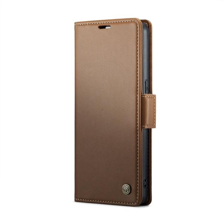 For OPPO Reno8 5G Global CaseMe 023 Butterfly Buckle Litchi Texture RFID Anti-theft Leather Phone Case(Brown) - OPPO Cases by CaseMe | Online Shopping South Africa | PMC Jewellery | Buy Now Pay Later Mobicred